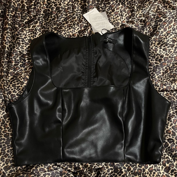 7 For All Mankind Tops - 7 For All Mankind Faux Leather Crop Top